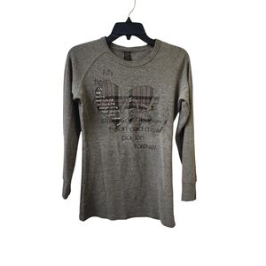 NOTW Grey Long Sleeve Thermal Waffle Knit Shirt Women's Medium Psalm 73:26